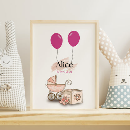 Affiche personnalisée - Naissance jouets Fille