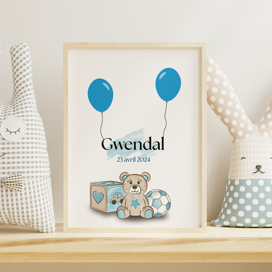 Affiche personnalisée - Naissance jouets Garçon