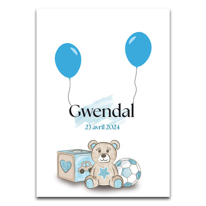 Affiche personnalisée - Naissance jouets Garçon