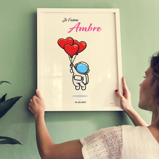 Affiche personnalisée - Astronaute déclaration d'amour