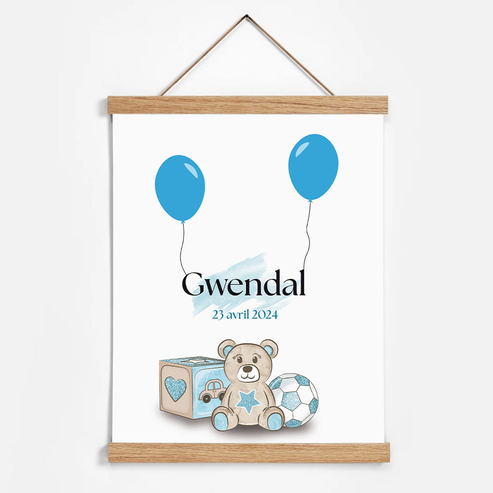 Affiche personnalisée - Naissance jouets Garçon