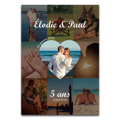 Affiche personnalisée - Date Anniversaire Couple