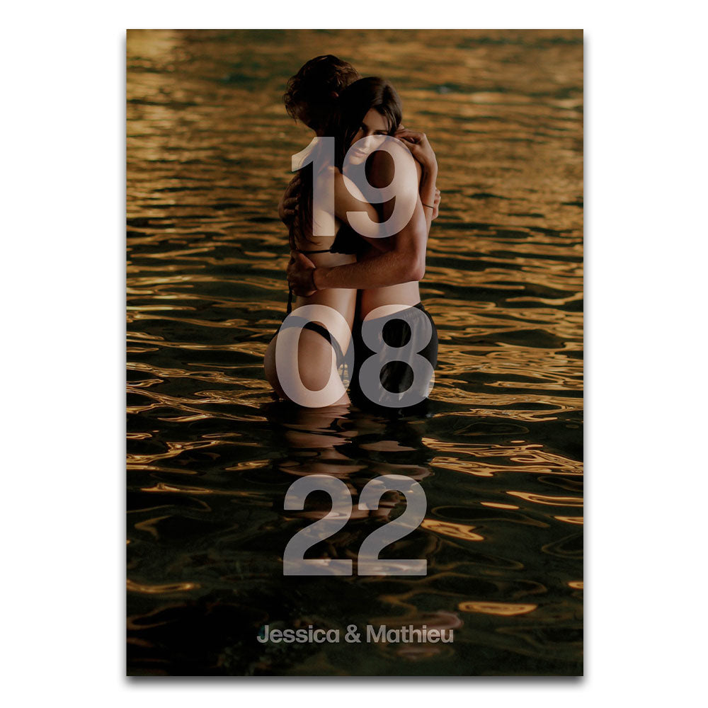 Affiche personnalisée - Date Anniversaire Couple avec Photo